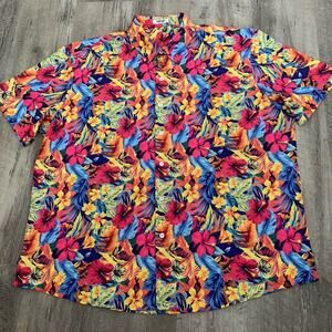 Coofandy Shirt Mens Sz XXL Bright Floral Short Sleeve Hawaiian Lite Silky Feel